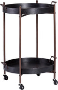 SEI Furniture Alfred Two-Tier Round Butler Table, Black