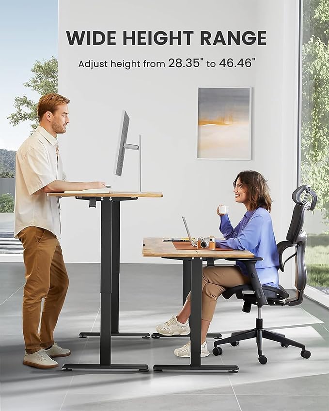 ErGear Height Adjustable Electric Standing Desk, 40 x 24 Inches Sit Stand up Desk, Small Memory Computer Home Office Desk with Two-Piece Desktop (Vintage Brown)