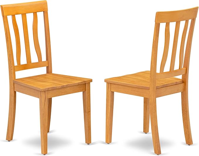 East West Furniture VAAN7-OAK-W 7 Piece Kitchen Table & Chairs Set Consist of an Oval Dining Room Table with Butterfly Leaf and 6 Solid Wood Seat Chairs, 40x76 Inch, Oak