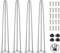 TEN49 Heavy Duty Hairpin Furniture Leg - 34 Inch Industrial Metal Table Legs - 1/2" Extra Thickness 3 Solid Rods Raw Steel Color Leg - Fit for Modern Standing Desk, Console, Bar Height Table Legs