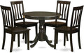 East West Furniture ANTI5-CAP-W 5 Piece Dinette Set for 4 Includes a Round Kitchen Table with Pedestal and 4 Dining Chairs, 36x36 Inch, Cappuccino