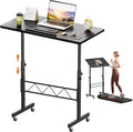 COMHOMA Small Standing Desk Adjustable Height & Tiltable Tabletop, Mobile Stand Up Desk for Laptop, Portable Computer Table for Home Office Work and Walking Pad Treadmill, Height 30.7"-46.4", Black