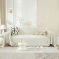 STACYPIK Modern Beige Couch Covers for Dogs Cats Thick Chenille Ivory White Sofa Cover Sofa Slipcover Furniture Protector for 3 Cushion Couch with Tassel Non-Silp Futon Cover Sofa Protector-71X150IN