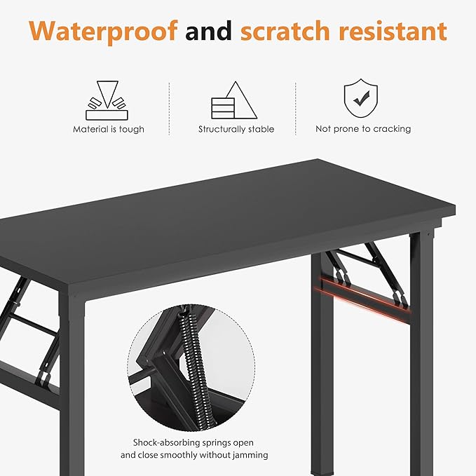 DlandHome 31.5 inches Small Computer Desk for Home Office Folding Table Writing Table for Small Spaces Study Table Laptop Desk No Assembly Required Black DND-AC5CB-8040