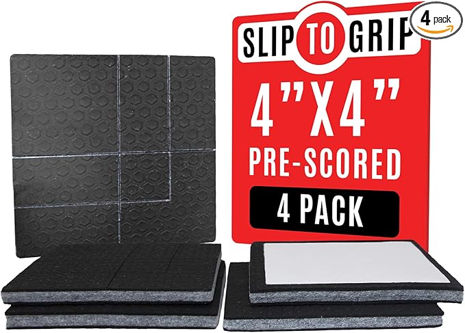 SlipToGrip Non Slip Furniture Pad Grippers - Stops Slide - Multi Size (4 Pads) - Make 4", 1", 2", etc.- Pre-Scored Multiple Sizes - 3/8" Felt Core - Anti Slip - No Nails, No Glue.