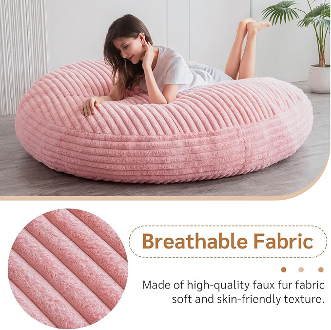 BYBYME 3 in 1 Bean Bag Chairs, Bean Bag Bed for Adults High-Density Foam Filling, Convertible Sofa Bed Faux Fur, Giant Bean Bag Chairs for Adults
