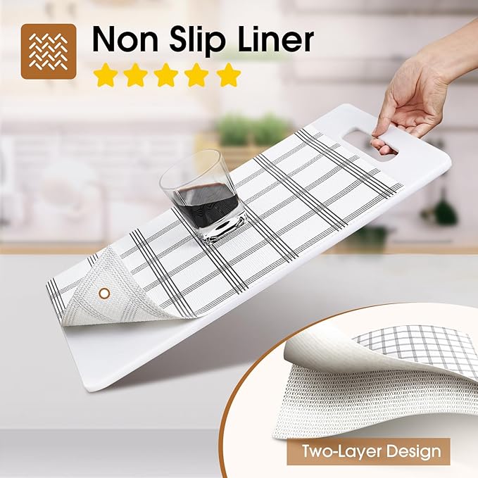 Beautysaid Shelf and Drawer Liner for Kitchen Cabinet, Non Adhesive Non Slip Shelf Paper Waterproof Washable Thickened for Dresser Pantry Shelve Bathroom Protector Liner(Plaid,23.6 in x 20 FT)