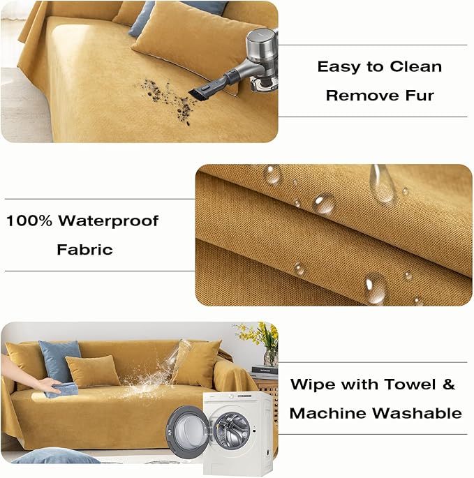STACYPIK Waterproof Ginger Couch Cover for Sectional, Loveseat Covers, Futon Cover, L Shaped Cover, Anti-Cat Scratch Furniture Protector for 2 Cushion Couch，Washable Pets Protector Sofa Cover-71X71IN