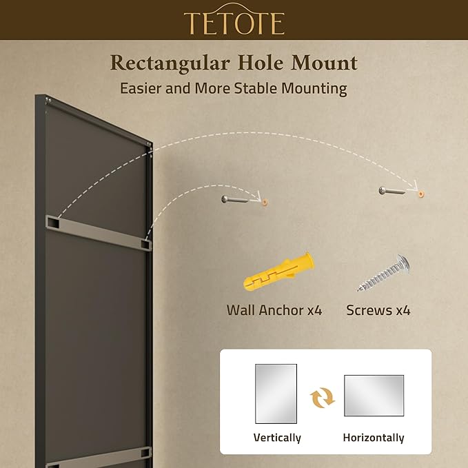 TETOTE Black Bathroom Mirror for Over Sink 55" x 36" Large Matte Black Beveled Metal Framed Rectangular Vanity Mirror for Bathroom, Bedroom, Entryway, Living Room, Tempered Glass, Shatterproof