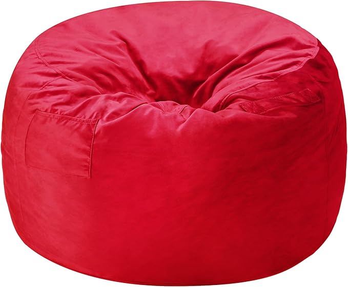 Homguava 6FT Bean Bag Chair Giant BeanBag with Memory Foam Filled, Large Bean Bag Chairs for Adults, Adult Bean Bag Chair with Dutch Velvet Cover for Living Room Bedroom-Red