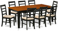 East West Furniture QUPF9-BCH-C 9 Piece Dining Table Set Includes a Rectangle Dinner Table with Butterfly Leaf and 8 Linen Fabric Dining Room Chairs, 40x78 Inch, Black & Cherry