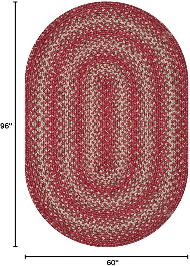 Homespice Apple Pie Jute Red Braided Rugs 5x8' Oval for Living Room, Bedroom Rug and Dining Room. Pet Friendly. Decor Styles- Farmhouse Rug, Rustic, Vintage, Cottage, Primitive, Country, Boho Rug