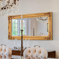 Large Decorative Mirrors for Living Room, 49.6''x25.9''Gold Vintage Dining Room Mirror with Ornate Frame, Traditional Baroque Entryway Mirror, Horizontal/Vertical