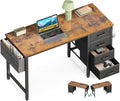 Casaottima 40-Inch Small Desk with 4 Fabric Drawers, Compact Study Desk for Students and Kids, Space-Saving Work Table for Bedroom or Small Spaces, Vintage