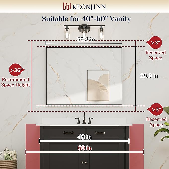 Keonjinn 40 x 30 Inch Brushed Bronze Mirror for Bathroom Rectangular Wall Mount Vanity Mirror Metal Frame Farmhouse Bronze Mirrors Large Decorative Square Corner Rectangle Mirrors(Horizontal/Vertical)