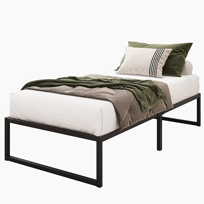 16 Inch Twin Size Bed Frames Heavy Duty Metal Twin Platform Bed Frame No Box Spring Needed, Noise Free, Easy Assembly, Black