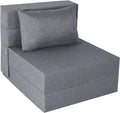 Folding Sofa Bed, Convertible Futon Sofa Bed with Pillow, Foldable Sleeper Chair with Washable Cover, Fold Out Couch for Guest Room, Living Room, Dorm, Single Size, Light Grey