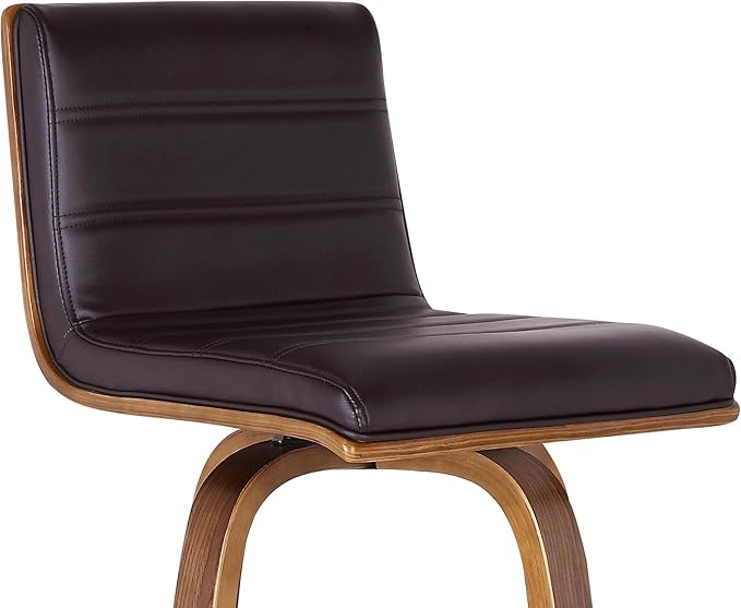 Armen Living Vienna 26" Swivel Counter Stool in Walnut Wood Finish with Brown Faux Leather - Set of 4