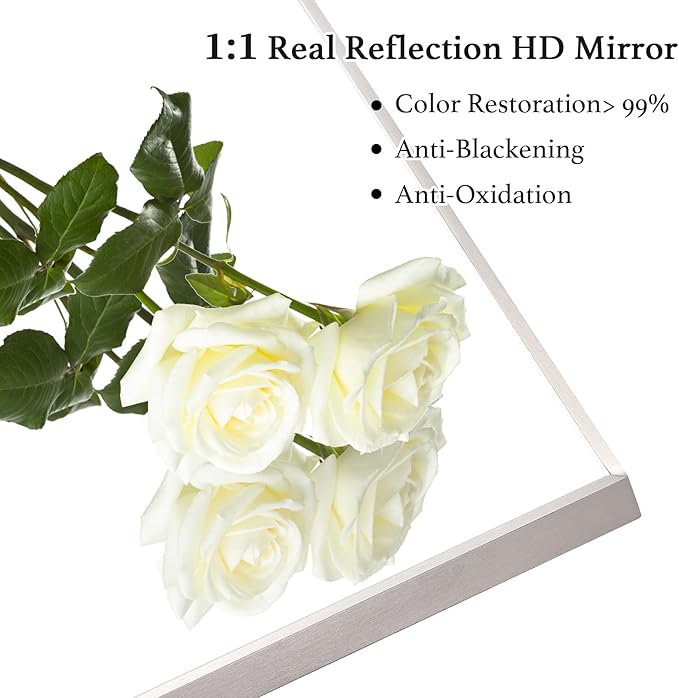 30x36 Inch Silver Bathroom Mirror - Copper-Free Mirror, Aluminum Alloy Frame Vanity Rectangle Wall Mounted Modern Mirror for Bedroom/Living Room/Porch Horizontal or Vertical