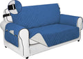 PureFit Reversible Sofa Cover Water Resistant Loveseat Couch Cover, Machine Washable Furniture Cover with Non-Slip Foam and Adjustable Strap for Dogs, Pets (Loveseat, Blue/Ivory)