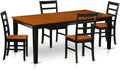 East West Furniture QUPF5-BCH-W 5 Piece Dining Table Set for 4 Includes a Rectangle Kitchen Table with Butterfly Leaf and 4 Kitchen Dining Chairs, 40x78 Inch, Black & Cherry