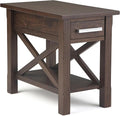 SIMPLIHOME Kitchener SOLID WOOD 14 inch Wide Rectangle Contemporary Narrow Side Table in Warm Walnut Brown for the Living Room and Bedroom