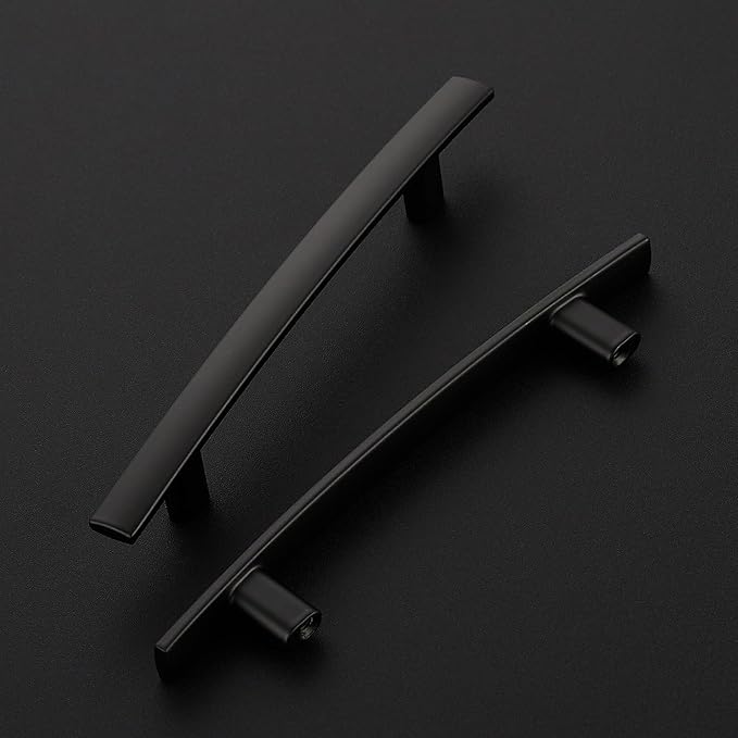 10 Pack Cabinet Handles 4" Hole Center - Curved Cabinet Pulls Black Drawer Pulls for Kitchen Cupboard Solid Hardware for Dresser Drawer Arch Hardware