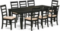 East West Furniture LGPF9-BLK-C 9 Piece Dining Set Includes a Rectangle Dining Table with Butterfly Leaf and 8 Linen Fabric Kitchen Room Chairs, 42x84 Inch, Black