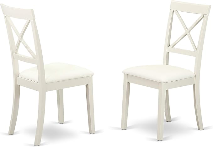 East West Furniture LGBO9-LWH-LC 9 Piece Kitchen Table Set Includes a Rectangle Dining Table with Butterfly Leaf and 8 Faux Leather Dining Room Chairs, 42x84 Inch, Linen White