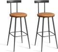 Bar Stools, Set of 2 High Kitchen Barstools, Bar Chairs with Backrest and Footrest, Industrial Counter Stools with PU Soft seat, for Kitchen, Living Room, Pub, Rustic Brown BS-013RB