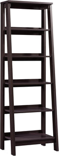 Sauder Trestle 5 Bookcase/Book Shelf, L: 23.54" x W: 16.61" x H: 71.14", Jamocha Wood