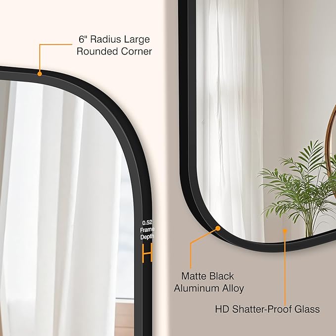 Bathroom Mirrors for Over Sink, 26x38 Black Vanity Mirror for Bathroom Sink, HD Shatterproof Squircle Wall Mirror for Bathroom Washroom Lavatory Restroom Metal Frame