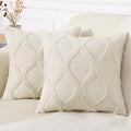 decorUhome Throw Pillow Covers 26x26 Inch Set of 2, Soft Plush Faux Fur Wool Beige Couch Pillow Covers, Decorative Neutral Pillow Cases for Bed Sofa Living Room Home Decor