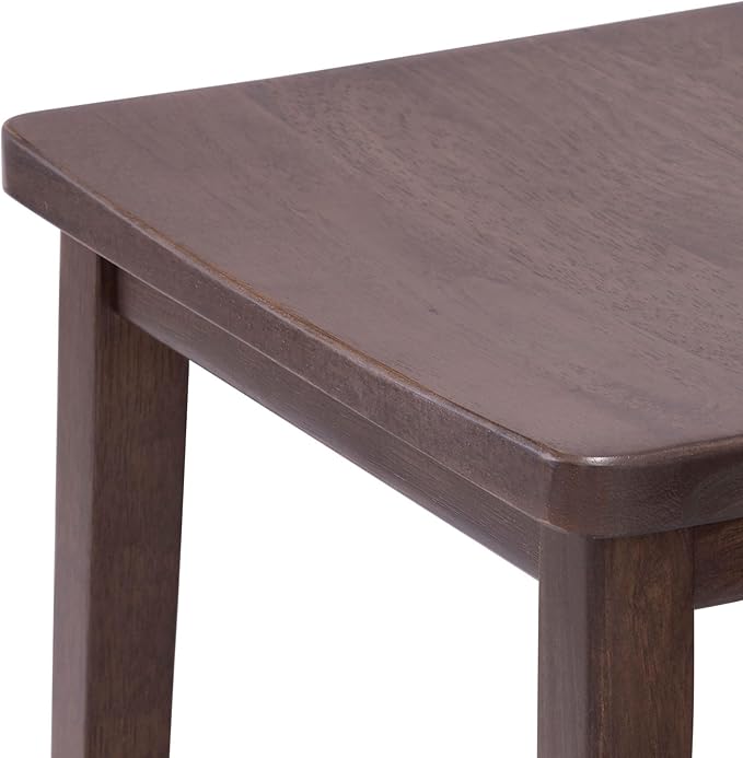Plank+Beam Smythe Bar Stool, 30", Set of 4, Sturdy Wood Modern Kitchen Bar Height Stool, Saddle Seat Backless Bar Chair, Metal Footrest, Walnut