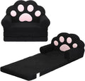 MONKISS Cat Paw Kids Couch, Toddler Chairs Comfy, Toddler Couch Bed Fold Out, Baby Lounge Chair, Birthday Gift for Girls, 1-4 Years Old, SF06, Black