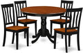 East West Furniture HLAN5-BCH-W 5 Piece Dining Table Set for 4 Includes a Round Kitchen Table with Pedestal and 4 Dining Room Chairs, 42x42 Inch, Black & Cherry