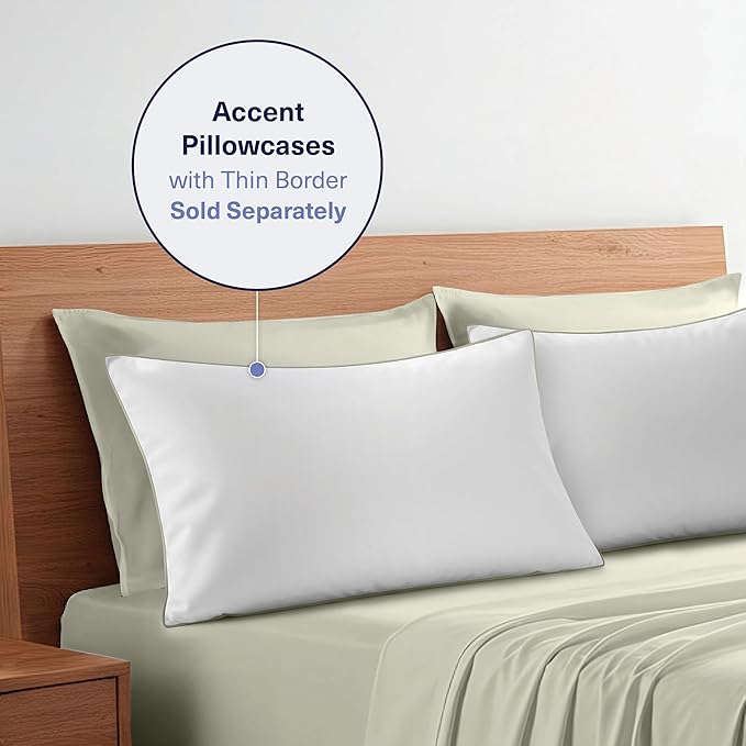 Kickoff Viscose Bamboo Sheets Full Size 4-pc 100% Organic Bamboo Viscose Bed Cooling Sheets Full Size Set Cool Bedding for hot Sleepers Sheet, Flat, Fitted, Pillowcases (Soft Sage, F)