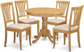 East West Furniture ANAV5-OAK-C 5 Piece Kitchen Table Set for 4 Includes a Round Dining Table with Pedestal and 4 Linen Fabric Dining Room Chairs, 36x36 Inch, Oak