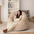 N&V Large Shell Bean Bag Chair, Adult Size Bean Bag Sack, Foam Filling, Includes Removable and Machine Washable Cover, 40in, Soft Faux Fur, Champagne