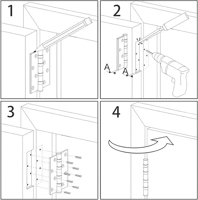 18 Pack Interior Satin Nickel Door Hinges Brushed 3.5 Inch x 1/2" Rounded 5/8 Radius for Doors 3 ½ Inch Heavy Duty Steel Iron Hardware Fittings House Villa Cando Loft Room Ironmongery Sliver Hinge