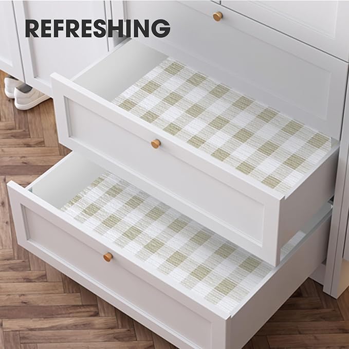Beautysaid Shelf and Drawer Liner for Kitchen Cabinet, Non Adhesive Non Slip Shelf Paper Waterproof Washable Thickened for Dresser Pantry Shelve Bathroom Protector Liner(Checkered,12 in x 20FT)