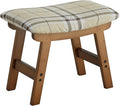 Foot Stool Ottoman Foot Rest Under Desk,Small Stool for Living Room, Bedroom and Kitchen (Brown Legs - Stripes Stool Surface)