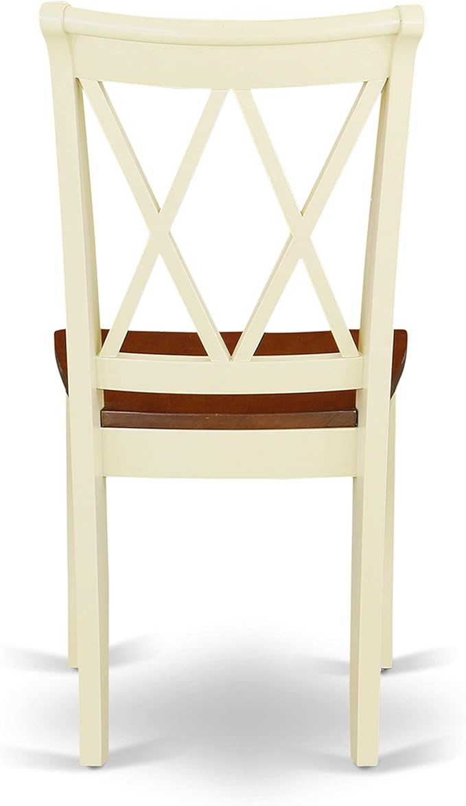 East West Furniture MZCL5-WHI-W 5 Piece Dinette Set for 4 Includes a Rectangle Dining Room Table with Dropleaf and 4 Kitchen Dining Chairs, 36x54 Inch, Buttermilk & Cherry
