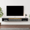 Floating TV Stand, 55'' Wall Mounted Entertainment Center TV Media Console, Floating Shelves with Door, Floating TV Cabinet Large Storage TV Bench for Living Room (Dark Grey, 55.11IN)