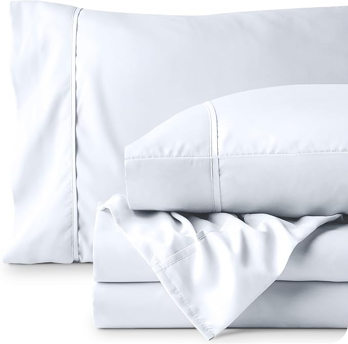 Bare Home Queen Sheet Set - Luxury 1800 Ultra-Soft Microfiber Queen Bed Sheets - Double Brushed - Deep Pockets - Easy Fit - 4 Piece Set - Bedding Sheets & Pillowcases (Queen, White)