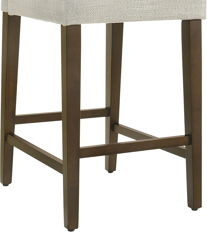 CHITA Counter Height Bar Stools Set of 2, 27" H Seat Height Upholstered Barstools, Fabric in Ivory