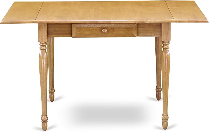 East West Furniture MZNO5-OAK-W 5 Piece Dining Room Table Set Includes a Rectangle Dining Table with Dropleaf and 4 Wood Seat Chairs, 36x54 Inch, Oak