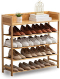Bamboo Shoe Rack Organizer, 5 Tier Shoe Shelf Storage Organizer, for Entryway, Hallway, and Closet (Nature-31.5)