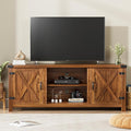 YESHOMY Modern Farmhouse TV Stand with Two Barn Doors and Storage Cabinets for Televisions up to 65+ Inch,Entertainment Center Console Table,Media Furniture for Living Room,58 Inch, Walnut,YH-TS103DWA