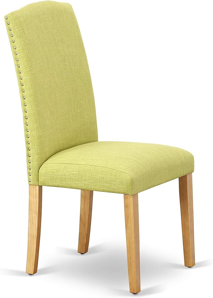 East West Furniture OXEN5-OAK-07 5 Piece Dining Table Set for 4 Includes a Square Kitchen Table and 4 Limelight Linen Fabric Parson Dining Room Chairs, 36x36 Inch, Oak